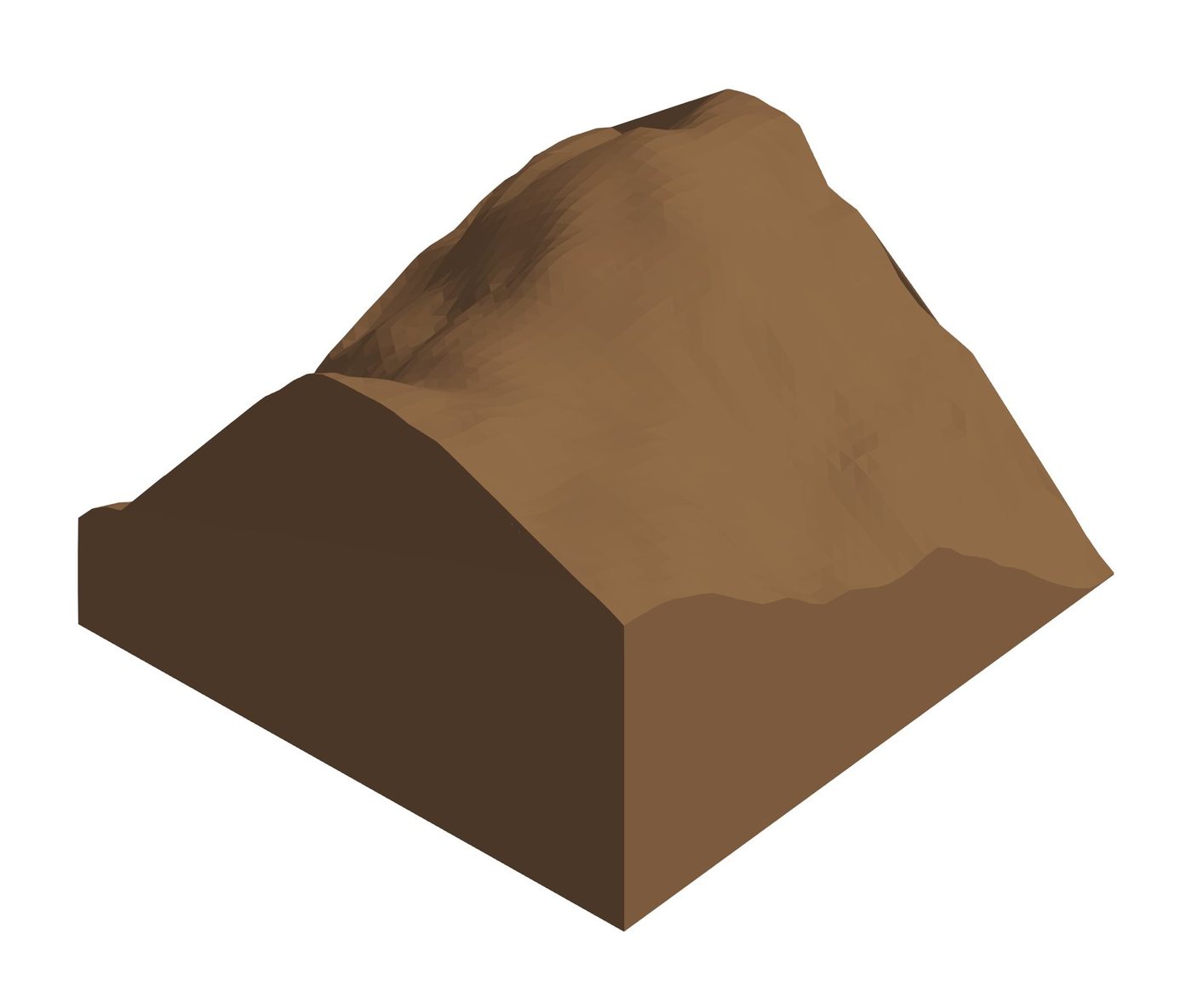 Terreno de montaña en Revit creado desde el mapa, como una maqueta de unos 770 por 770 metros.
